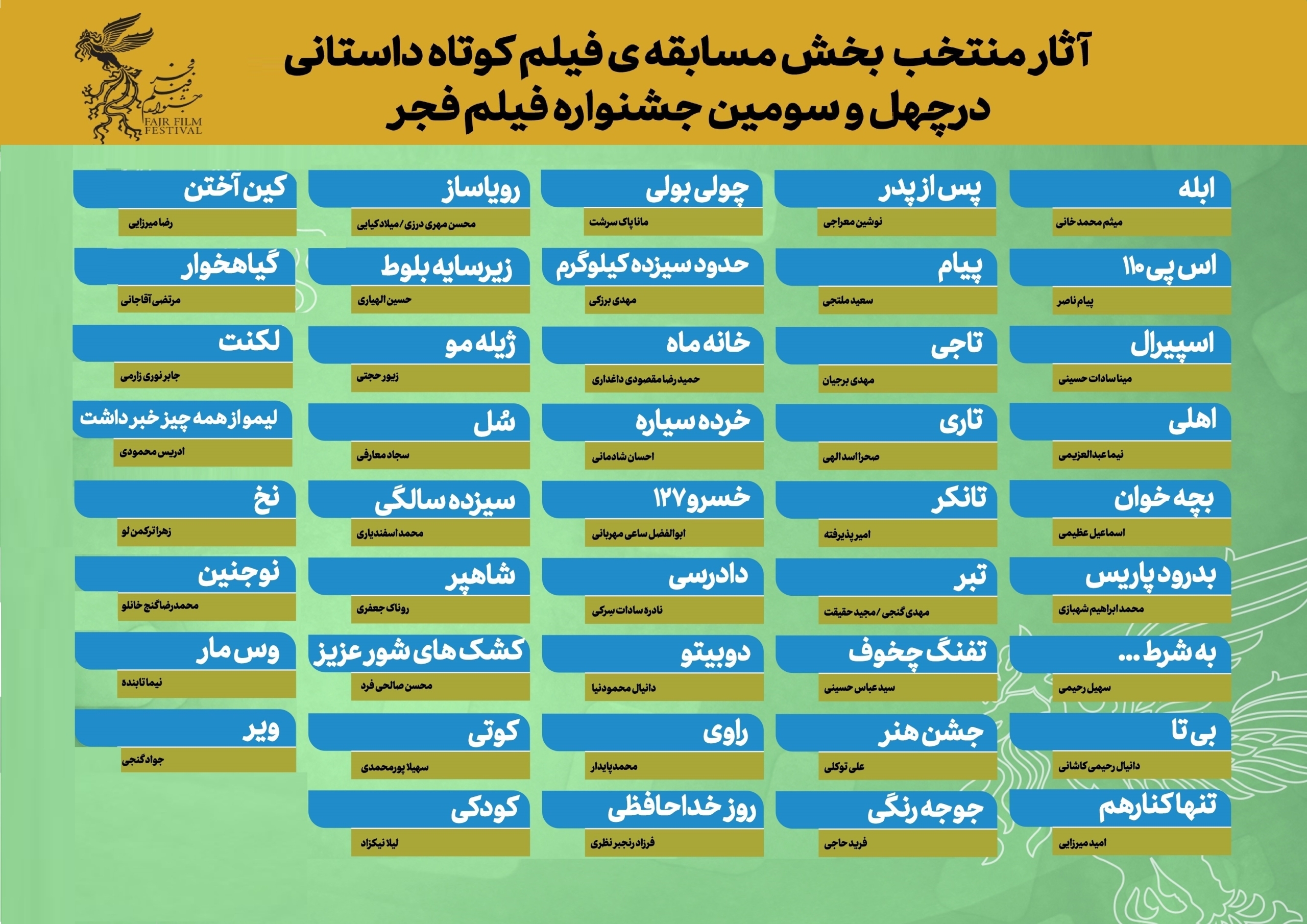 اعلام فیلم‌های بخش مسابقه کوتاه داستانی فجر ۴۳