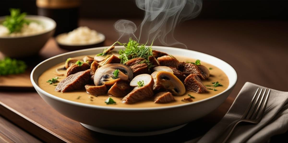 بیف استراگانف روسی | طرز تهیه اصیل (Beef Stroganoff)